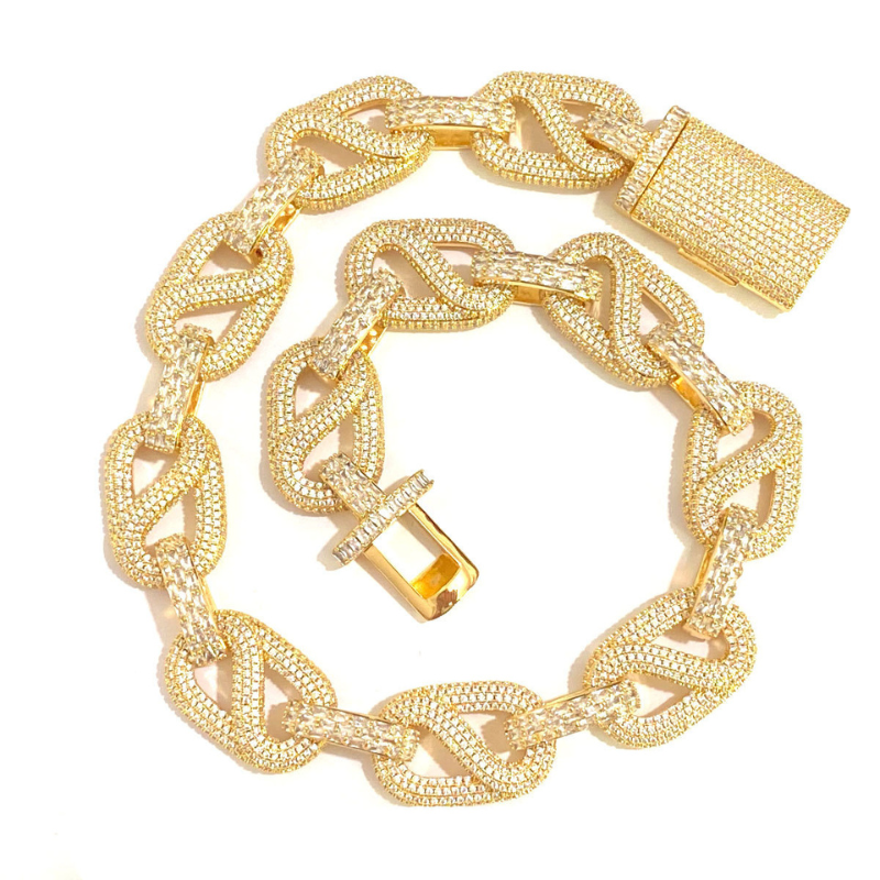 Moissanite T-square Mixed Inlay Circular Chain