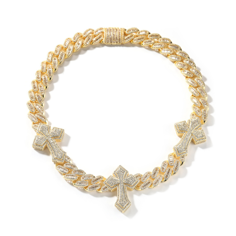 Moissanite Punk Cross Cuban Chain