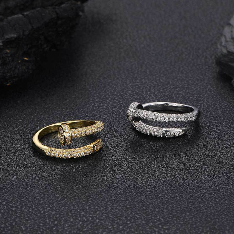 Moissanite Pin Geometric Design Ring