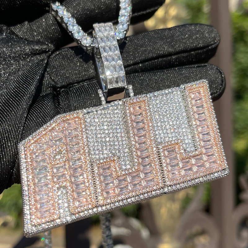 Moissanite Bright Big Letter Custom Pendant