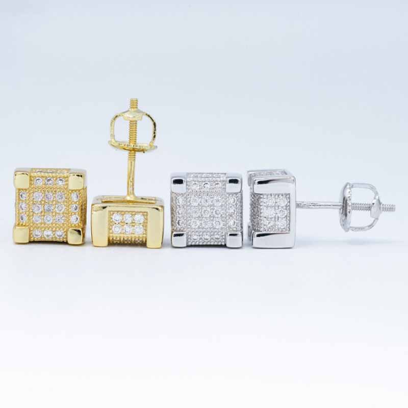 S925 Silver Moissanite Classic Square Earrings