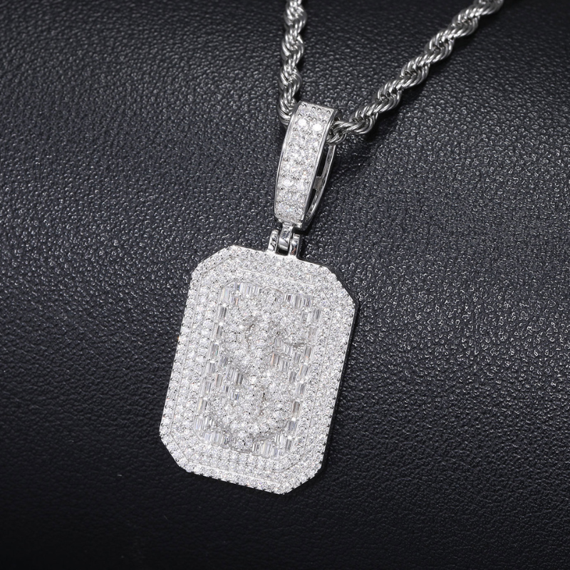 Moissanite Hip Hop Dollar Rectangular Pendant