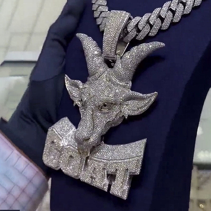 Moissanite Three-dimensional Goat Pendant (Smaller Version)