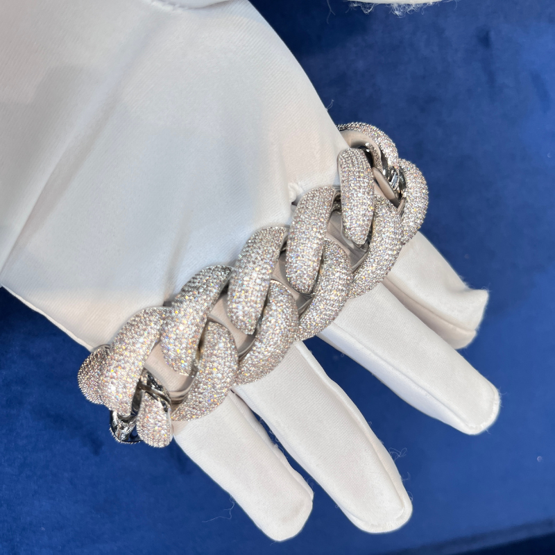 25mm Moissanite Full of Diamond Bubble Cuban Bracelet