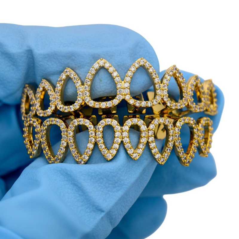 Moissanite Hip Hop Water Drop Hollow Diamond Grillz