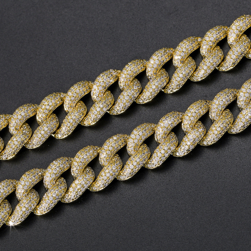 12mm Moissanite Bubble Micro inlay Cuban Bracelet