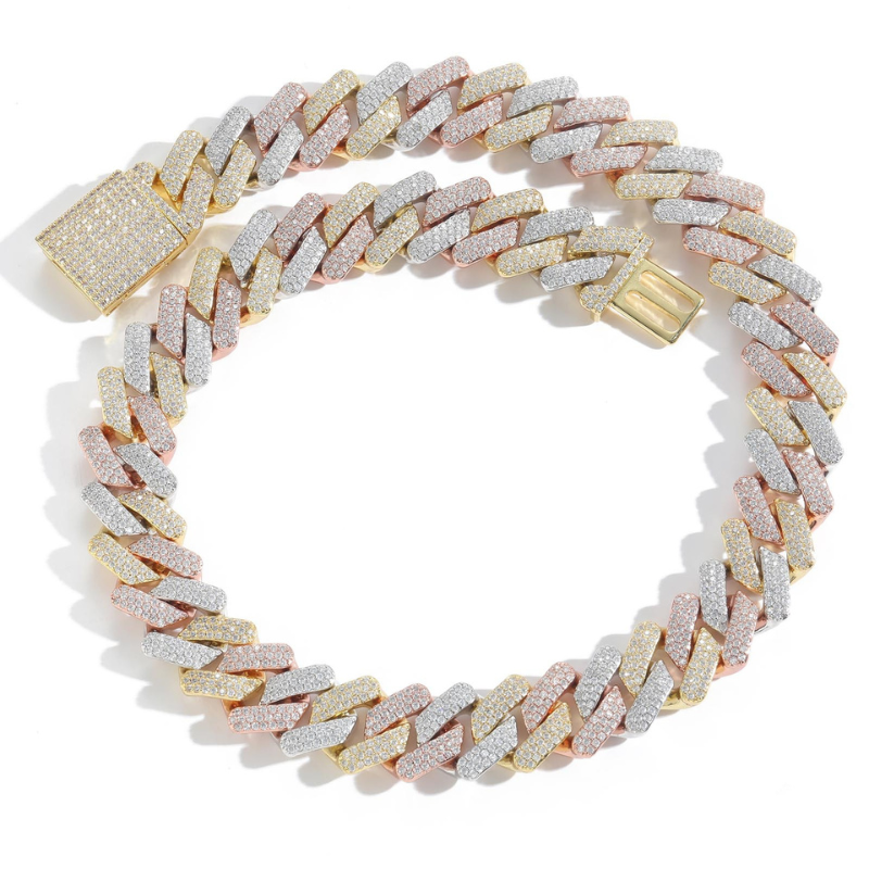 20mm Moissanite Hip Hop Tricolor Miami Diamond Cuban Chain