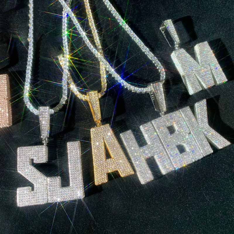 Moissanite Hip Hop Square Letter Custom Pendant