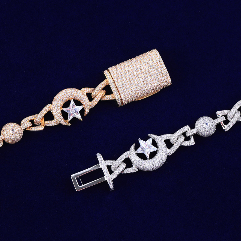 Moissanite Hip Hop Moon Star Cuban Chain