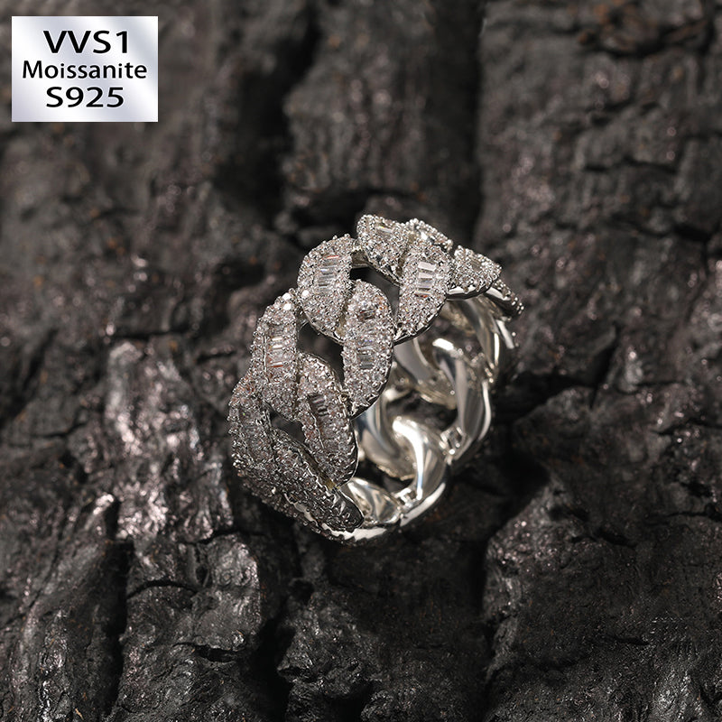 12mm Ice Out Moissanite Cuban Ring