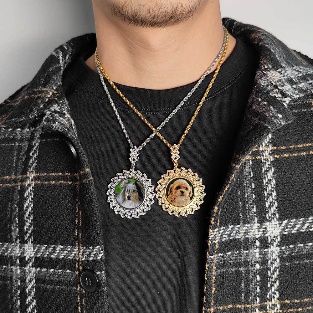 Iced Out Custom Rhombus Picture Necklace Photo Moissanite Pendant
