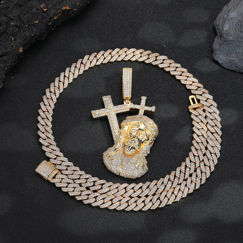 Moissanite Cross Jesus Prayer Pendant