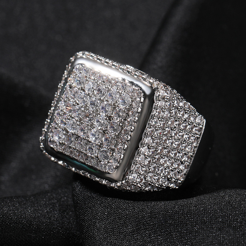 Moissanite Hip Hop Vintage Big Square Ring
