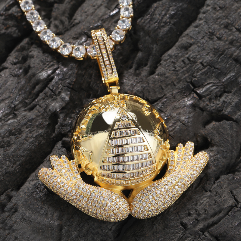 Moissanite Hands Holding the Earth Pendant