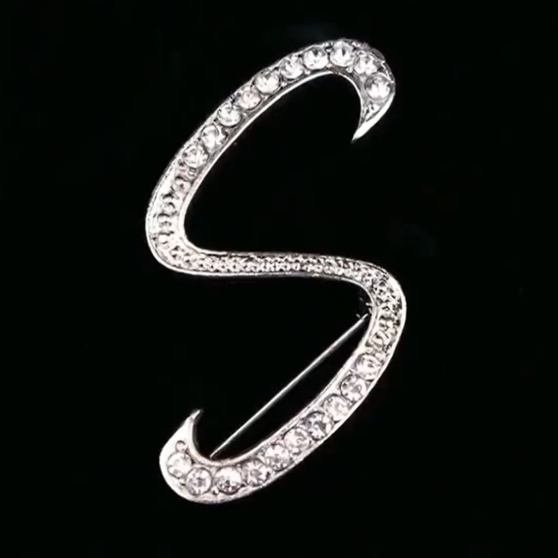 Moissanite Initial Letter Jewelry Brooches
