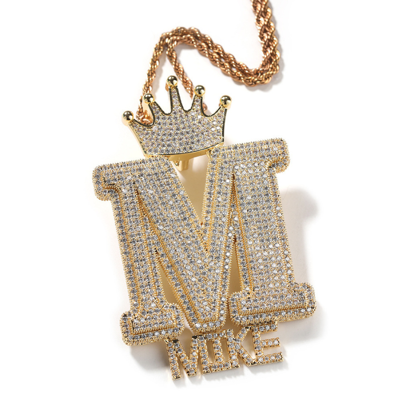 Moissanite Crown Buckle Personalized Letter Custom Pendant