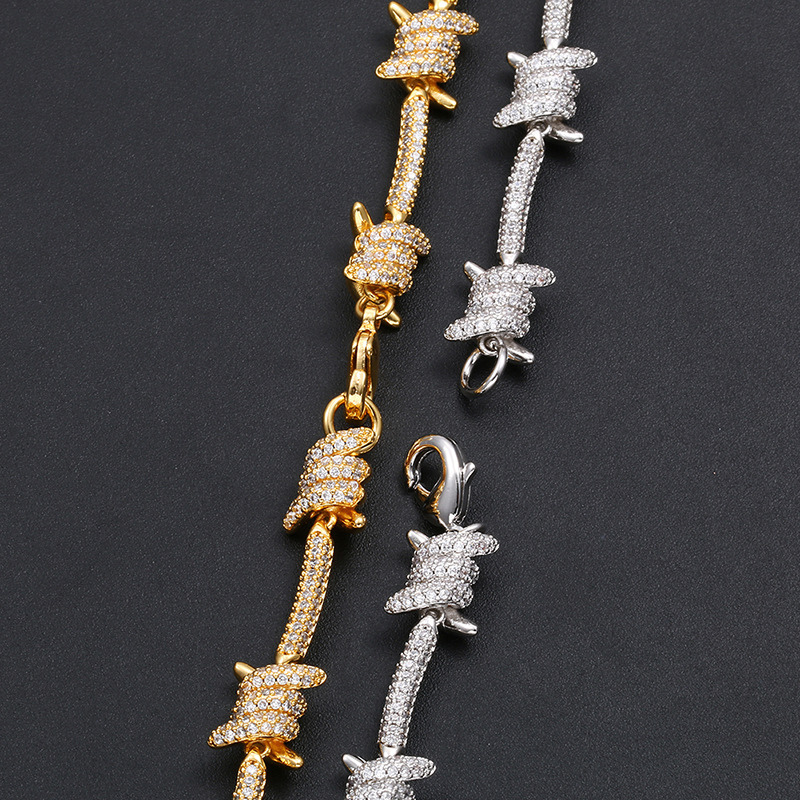 7.6mm Moissanite Punk Screw Knob Bracelet