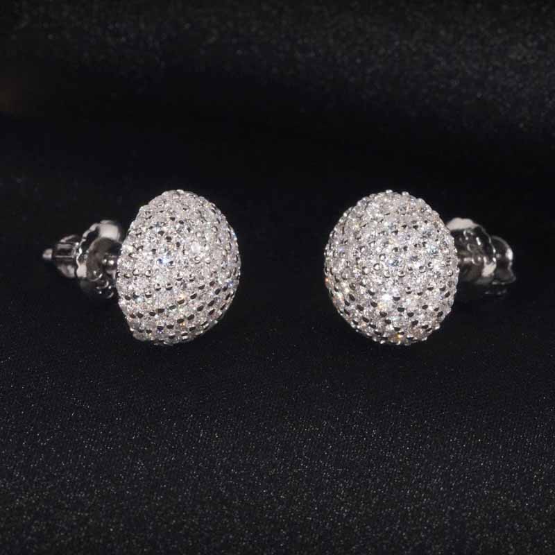 S925 Moissanite Half-round Mushroom Shape Earrings