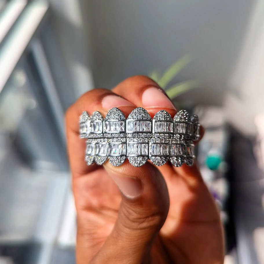 18K Gold Diamond & Baguette Grillz