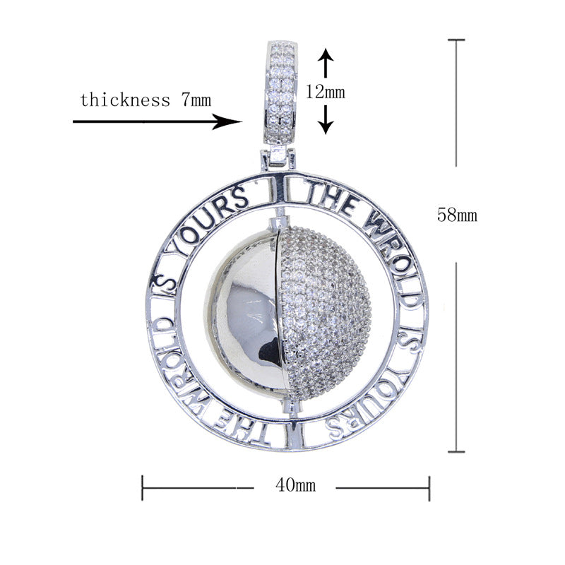 Hip Hop | "Globe Rotatable" Iced Pendant