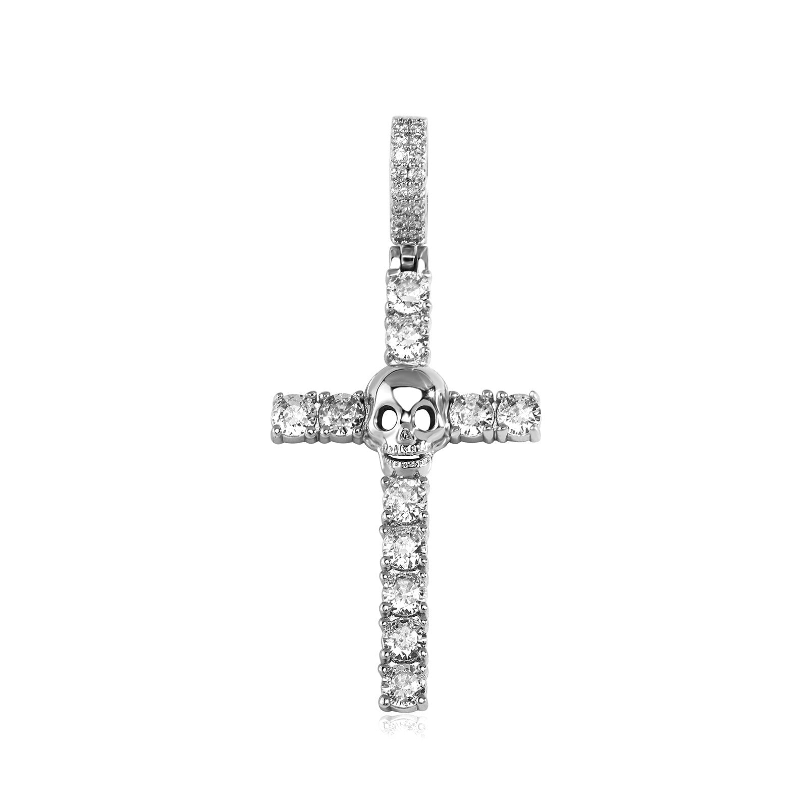 Diamond Skull Cross Moissanite Pendant