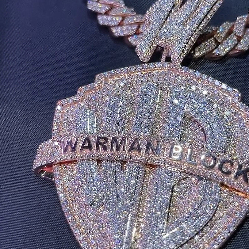 Moissanite "WARMAN BLOCK" Shield Pendant