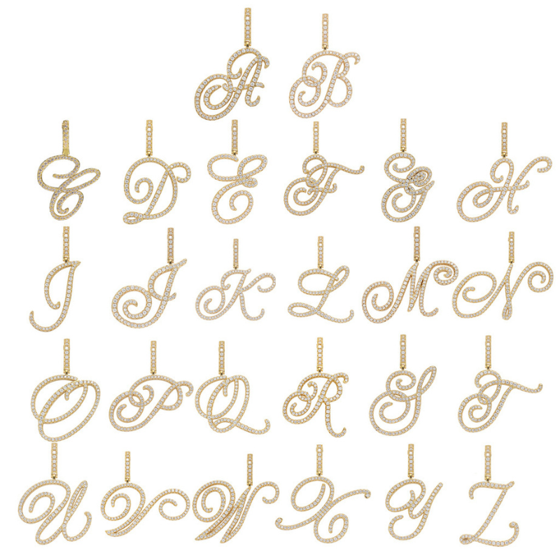 Cursive Style A to Z Initial Letters Pendant in Gold