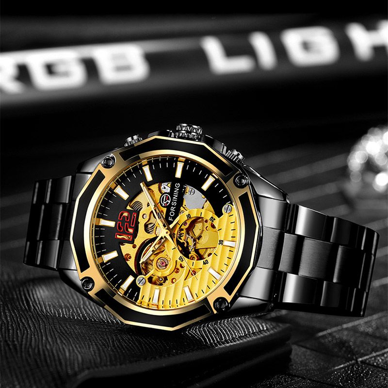 Waterproof Skeleton Mechanical Automatic Watch for Men