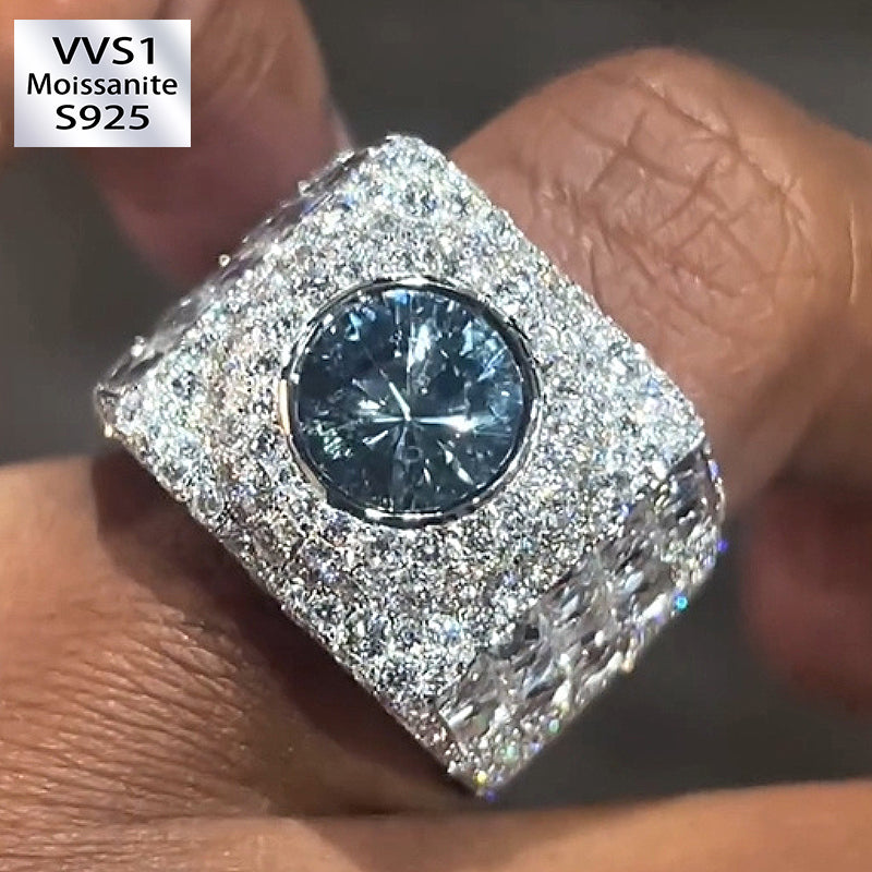 Moissanite Sapphire Square Ring