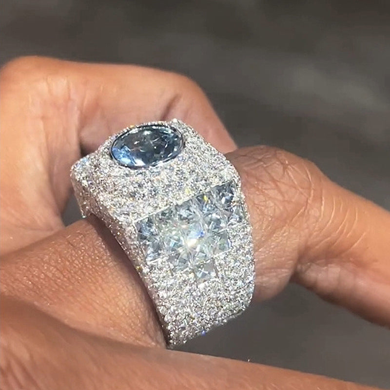 Moissanite Sapphire Square Ring