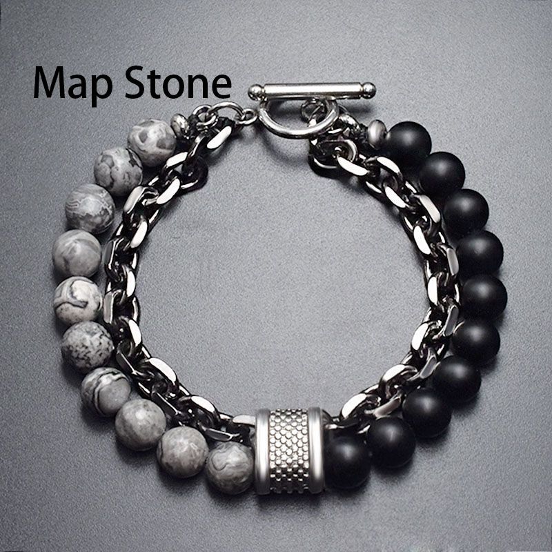 Natural Healing Stone Bead Chain Layer Bracelet