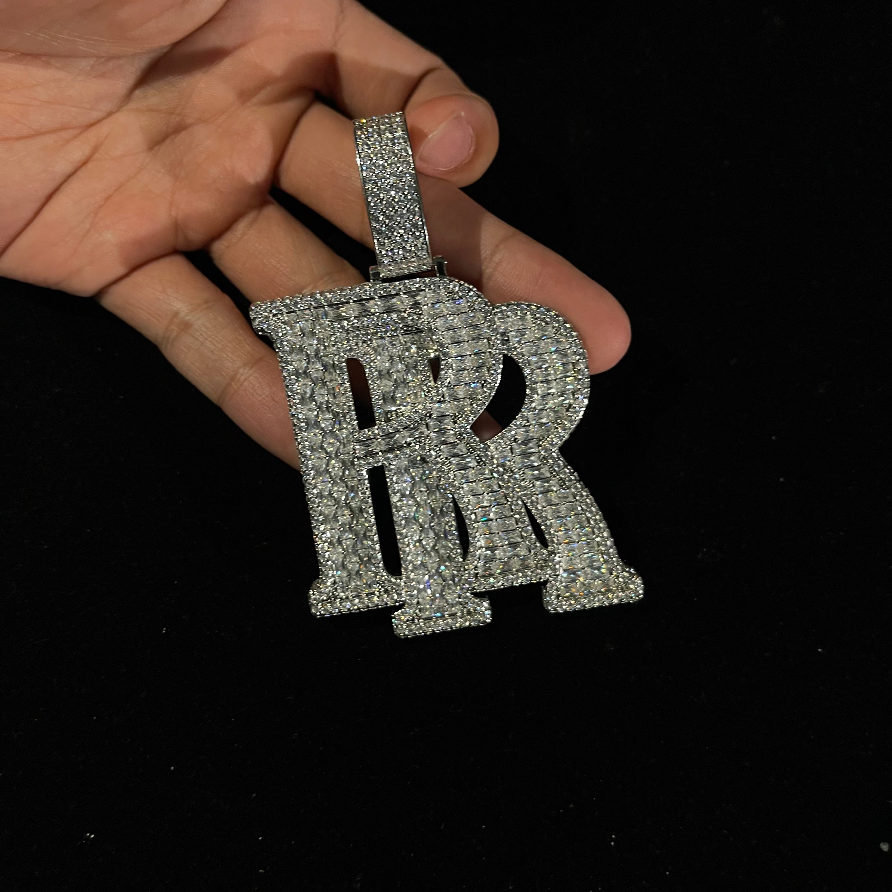 Street Style | Baguette Cut "RR" Moissanite Penadnt