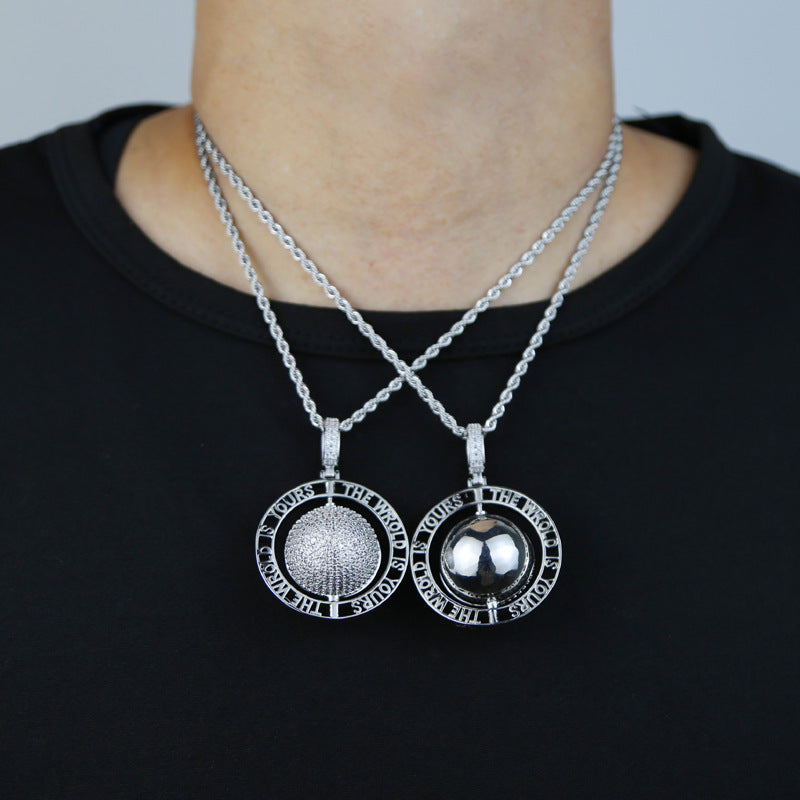 Hip Hop | "Globe Rotatable" Iced Pendant