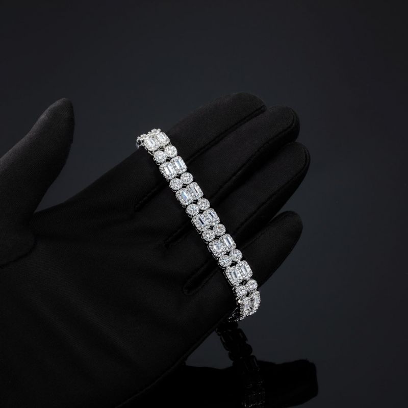 Iced Baguette Double Row Moissanite Tennis Bracelet