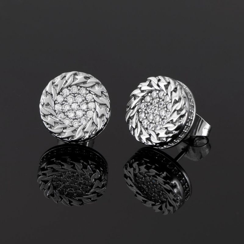 Moissanite Iced Lightning Round Stud Earrings