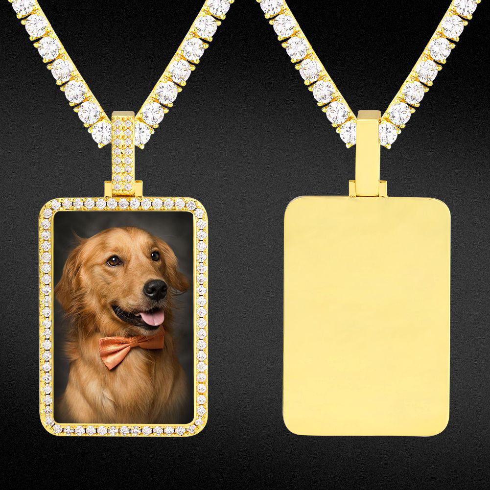 Iced Out Custom Dog Tag Picture Necklace Photo Moissanite Pendant