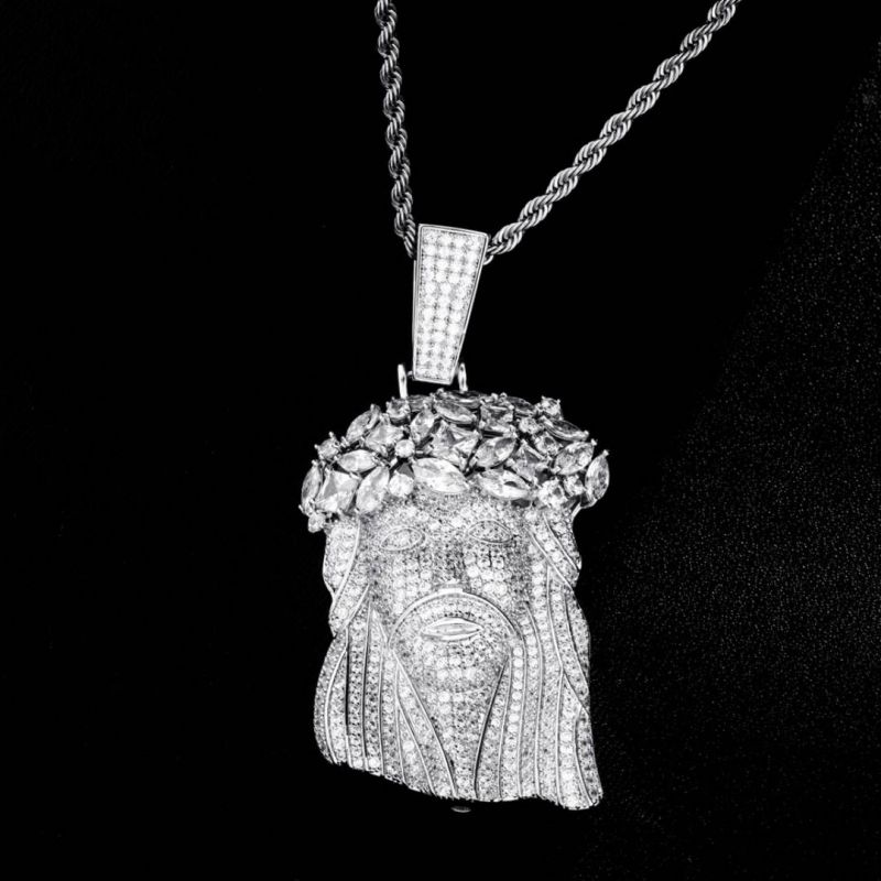 Jesus Moissanite Pendant Cuban Chain Set