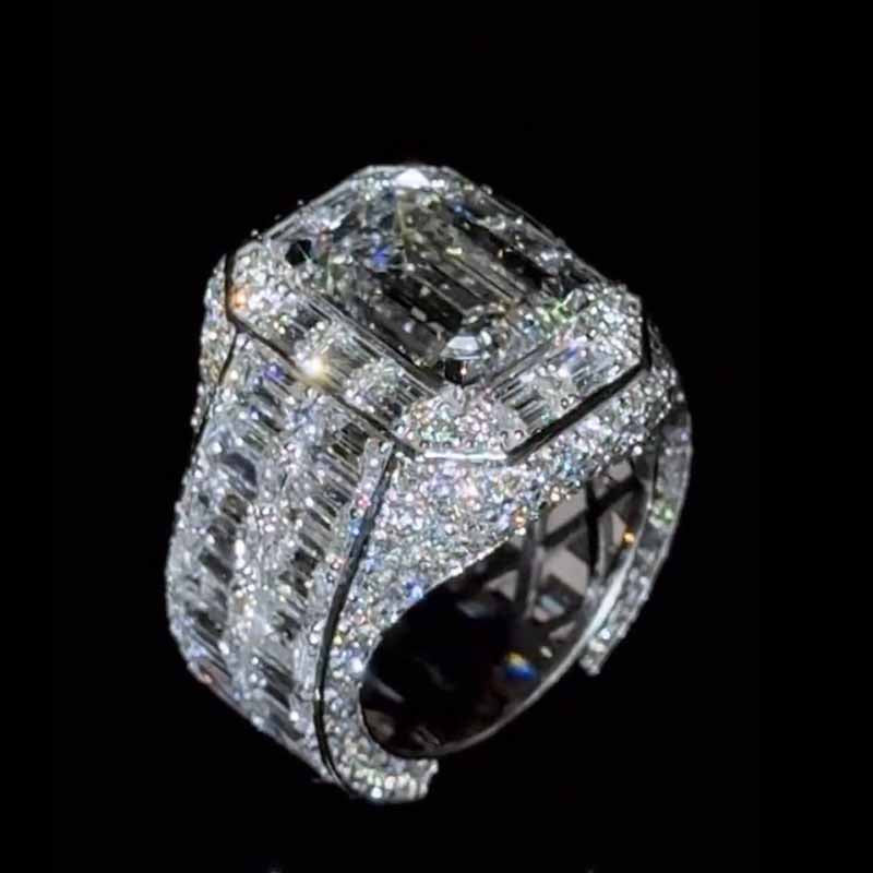 Moissanite Luxury Elegant Square Diamond Baguette Ring