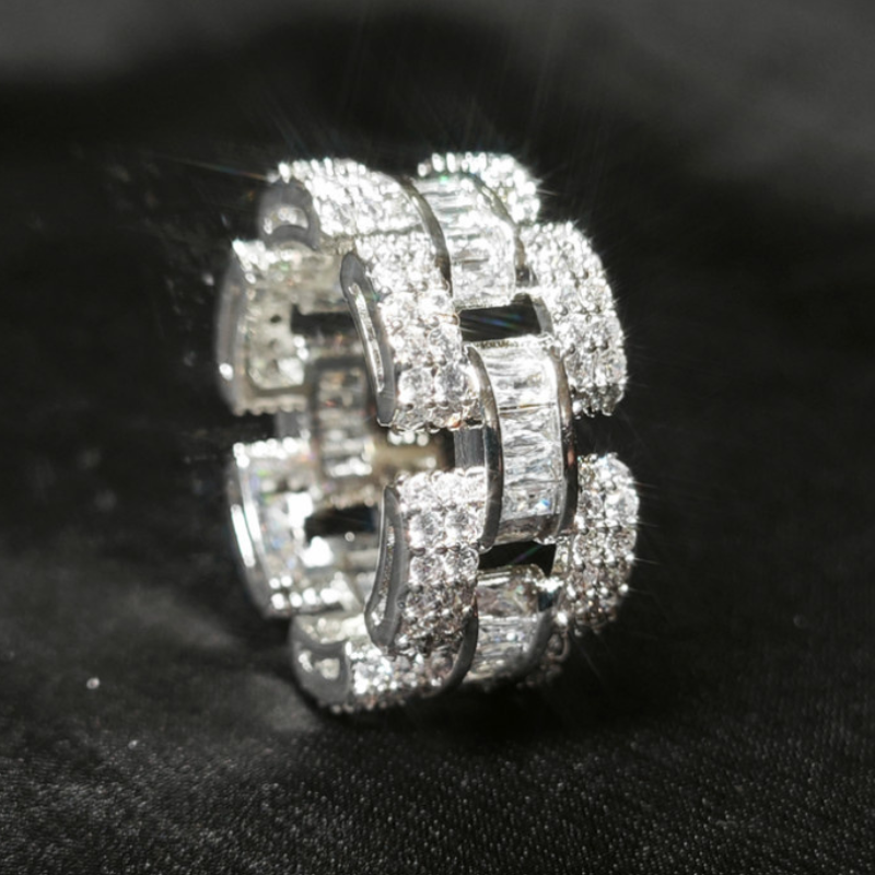 Moissanite Design Irregular Step Square Ring