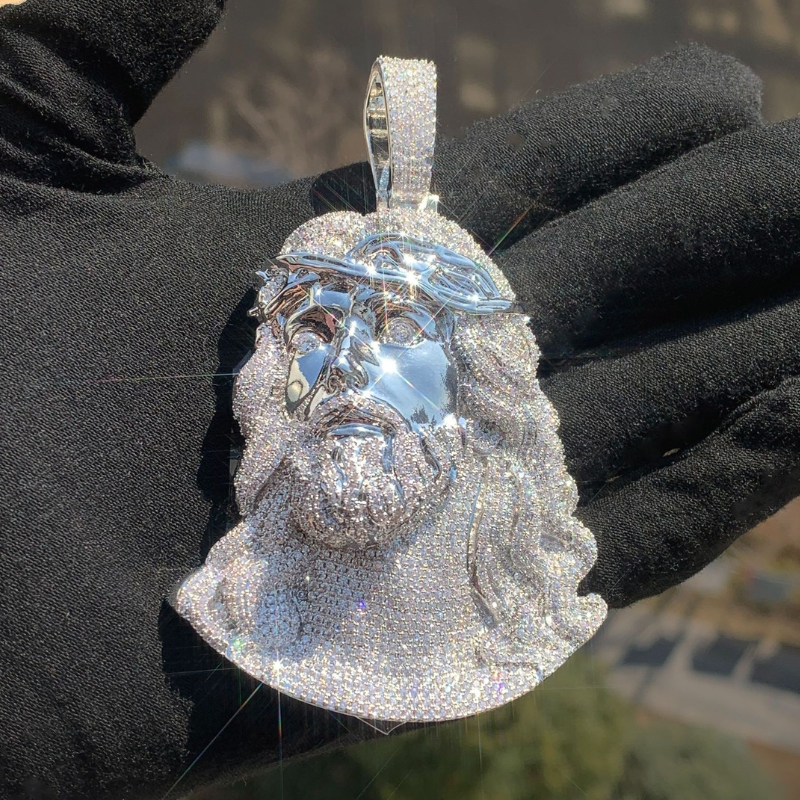 Moissanite Hip Hop Big Wave Jesus Pendant（In stock）