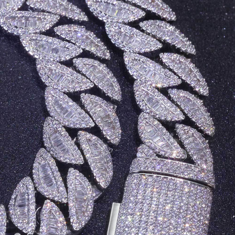 20mm Moissanite Mixed Inlay T Square Cuban Chain