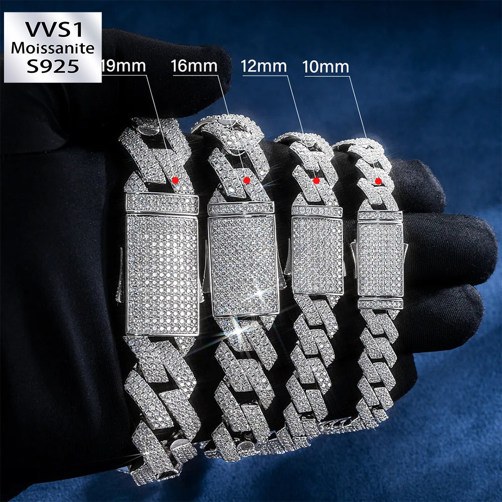 S925 Moissanite Diamond Cuban Chain