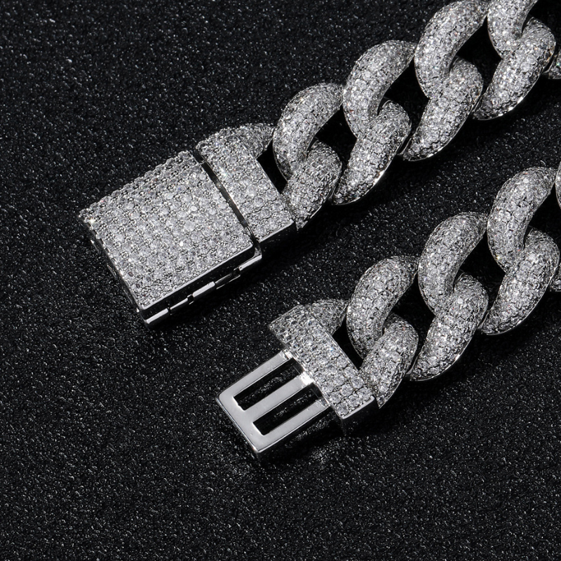 15mm Moissanite Bubble Micro inlay Cuban Chain