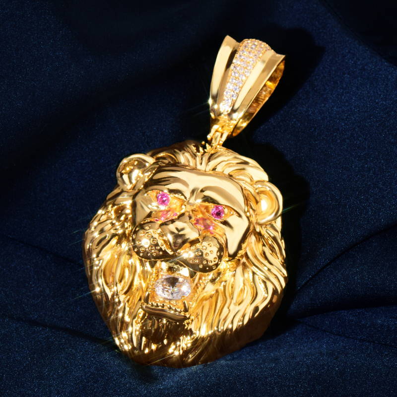 Moissanite Polished Lion Pendant