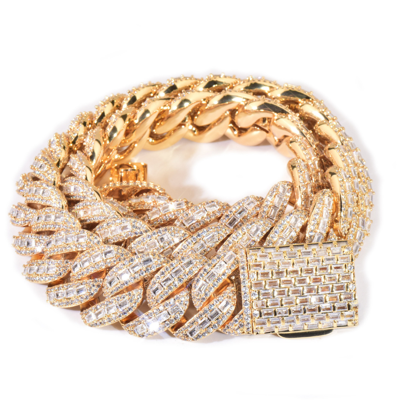 20mm Moissanite T Square Hip Hop Cuban Chain