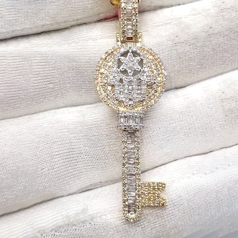 Custom Hamsa Key Pendant Rope Chain（Goods In Stock)