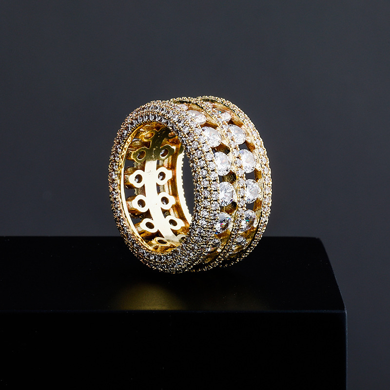 Moissanite Luxury Double Row Hollow Ring