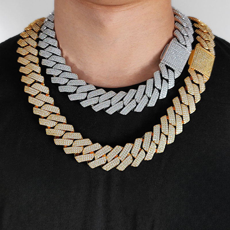 25mm Hip Hop Three Row Diamond Cuban Chain