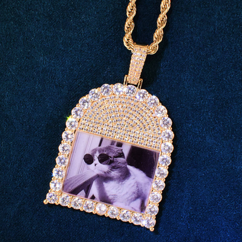 Moissanite Round Window Photo Custom Pendant