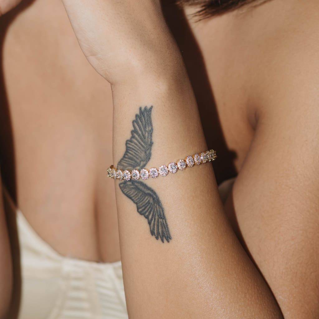 7mm Oval Cluster Tennis Bracelet 18k Gold